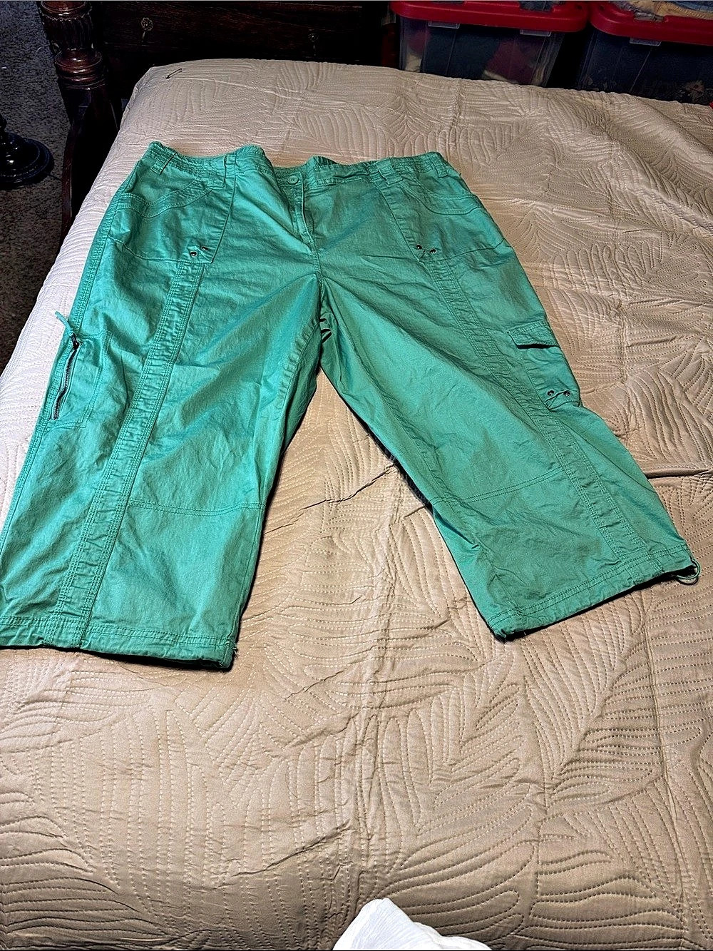 Style&Co. Women's Cotton Cargo Capris Size 24W Green